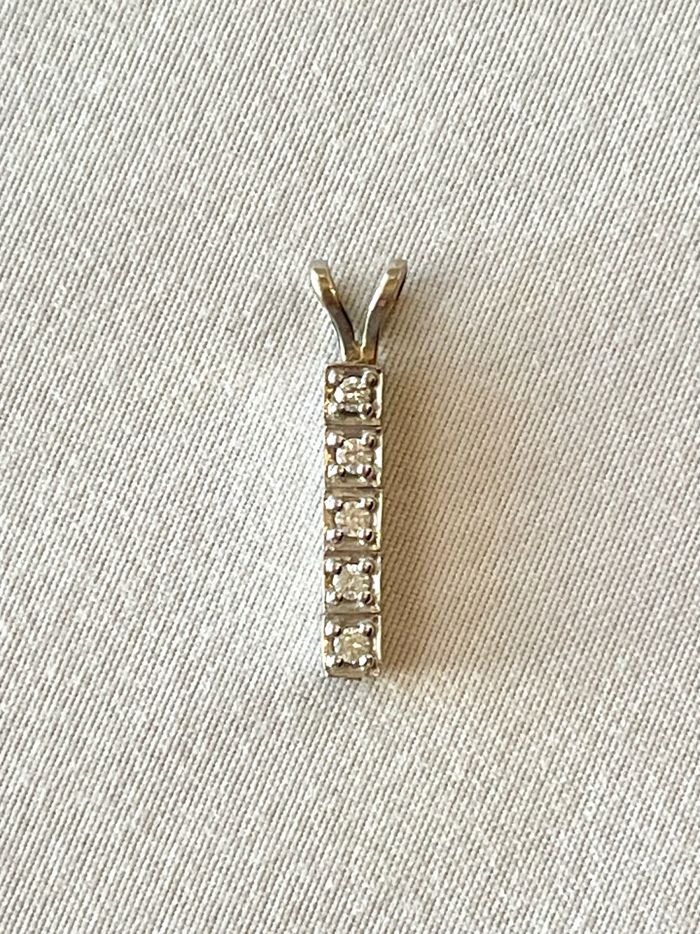 White Gold Vertical Diamond Bar Pendant